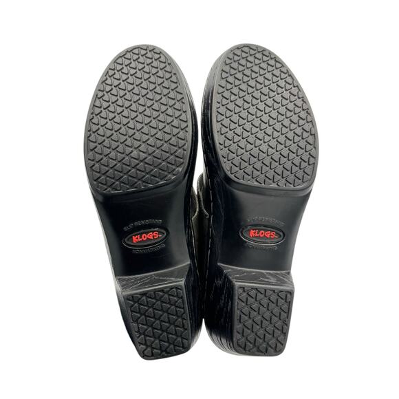 Klogs NWOB Landing Gray Leather Slip On Buckle Accent Chunky Heel Comfort Clogs - Picture 11 of 11